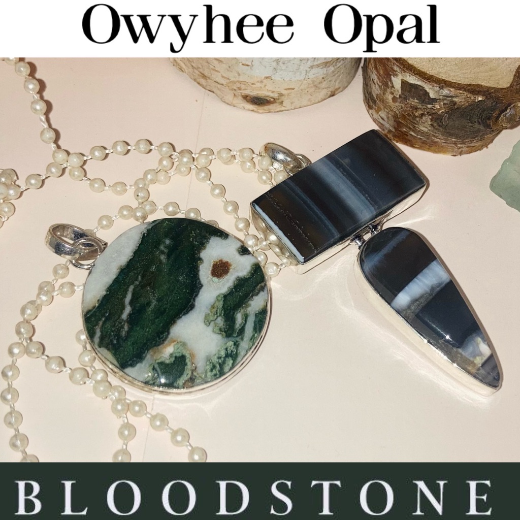 Owyhee Opal Bloodstone Jasper Gemstone Handmade Pendant Set 55$